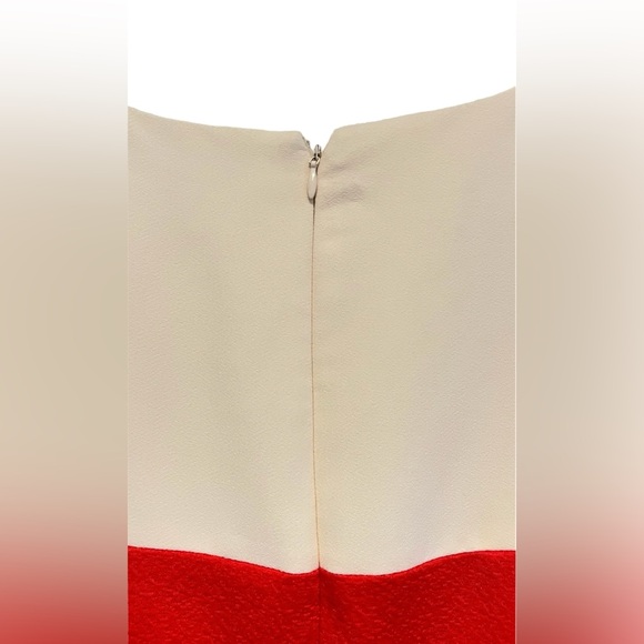 NWT ANTONIO MELANI Peplum Cream/Orange Sheath Dress Knee Length Back Slit Size 2 - Picture 7 of 13